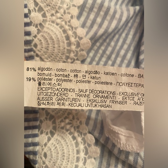 Zara Basic Off Shoulder Blue and White Stripe Dress with Pockets Size XS - Picture 8 of 8